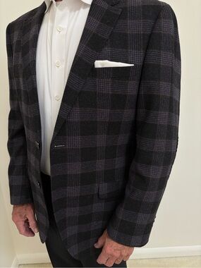 Men's Stones Black & Dark Gray Plaid Blazer - Classic Tailored Jacket